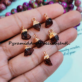 Natural Raw Red Garnet Copper Electroplated Connectors, January Birthstone, Sold By Piece